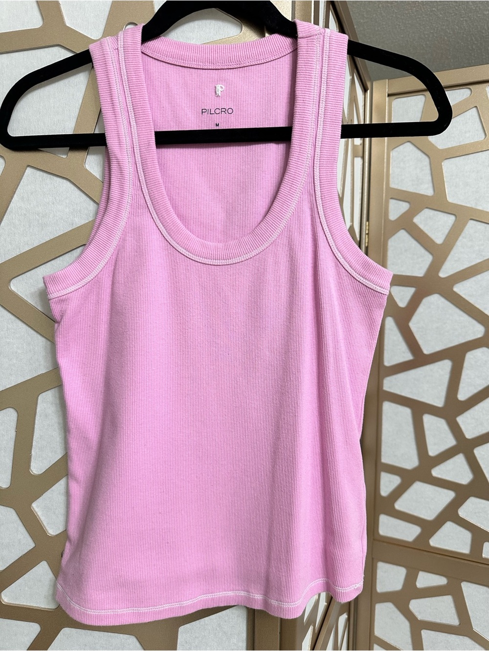 Pilcro Pink Ribbed Tank Top from Anthropology